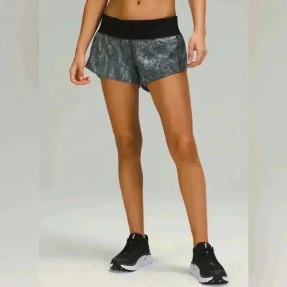 LULULEMON Speed Up MR Short 4” Lined Dimensional Icing Blue Multi 6 Tall - Picture 3 of 8